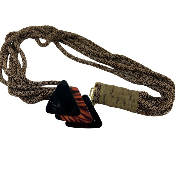 Vtg Carolyn Tanner Designs Belt Woven Braided Cord Plastic Triangle Buckle Retro main image 5